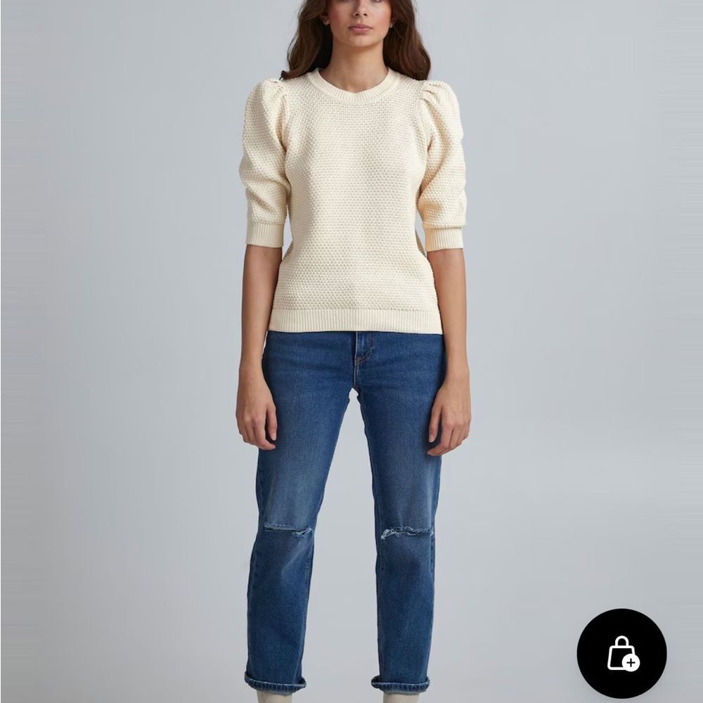 B.young (Danish brand) Women's Ivory Seed Stitch Knit Sweater in Cream Sz S